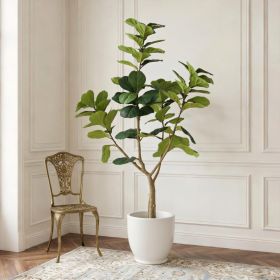 6FT Artificial Fiddle Leaf Fig Tree, Realistic Faux Potted Plant in Black Pot, 1pc/set (Option: Green Leaves)